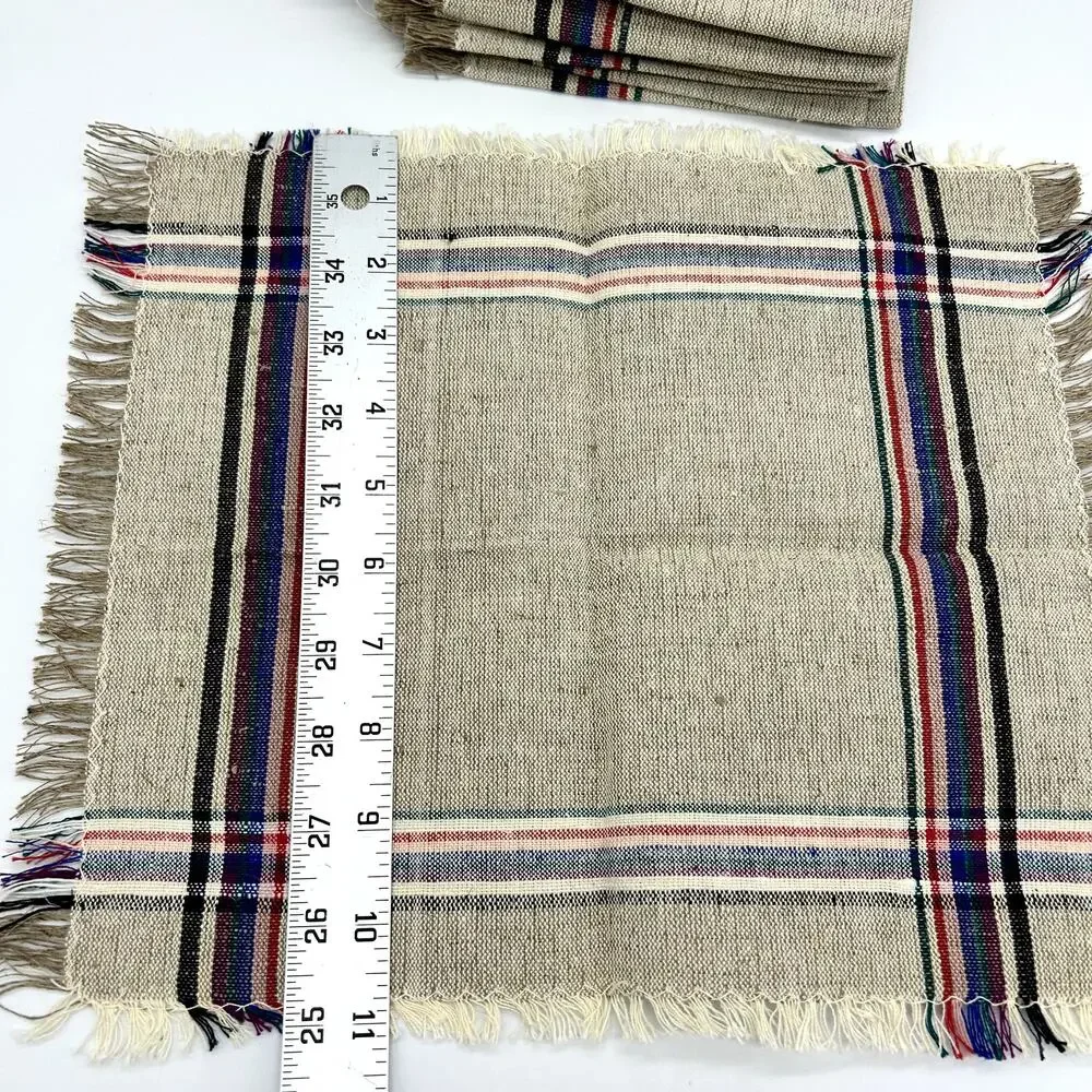 Vintage Handmade Polish Napkins Cotton Linen Lot of 9 NWT Home Decor Tan Brown